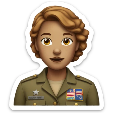 Freckled military woman with lightbrown hair sticker