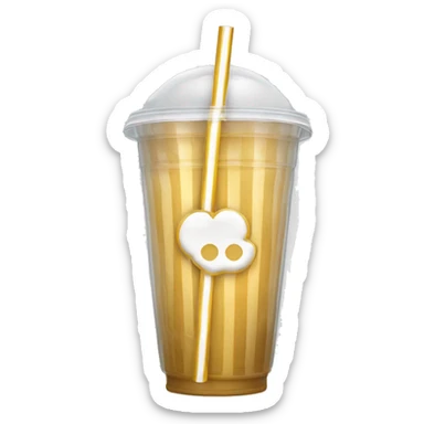 a single gold white striped straw in a see through cup sticker