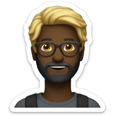 Theorus with blond hair and beard with glasses but black skin sticker