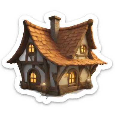 a fantasy house with fantasy elements sticker