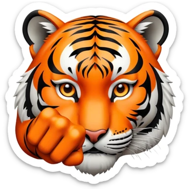 tiger face pointing finger forward for Twitch emote sticker