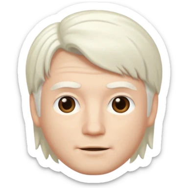 memoji guy face with white long style hair sticker