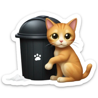 Reddish blonde cat dressed as car burglar breaking into trash can sticker
