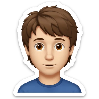 Brown hair white boy with b,rown eyes big nose and a shaggy hair cut sticker