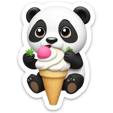 Panda eating ice cream sticker