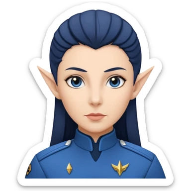 female Vulcan in Starfleet blue uniform (Star Trek) no green face sticker