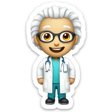 Humanoid ram in a labcoat smiling  sticker