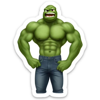 Body builder Pepe the frog tearing off shirt sticker