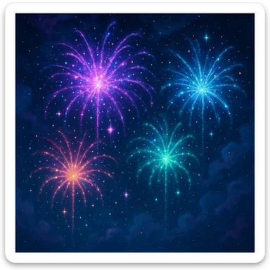 magic fireworks, mystical, glowing, night sky, enchanting sticker