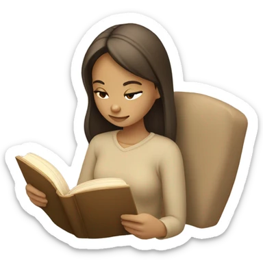 Girl reading a book. In beige tones  sticker