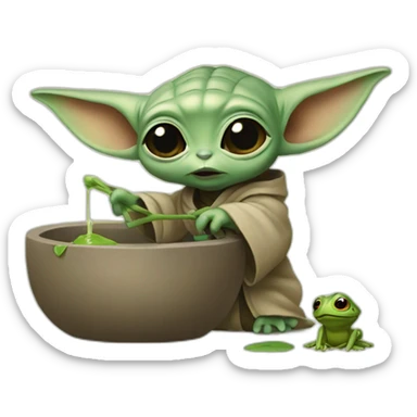 Baby Yoda killing a frog sticker
