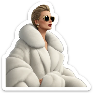 elegant girl in fur coat sticker