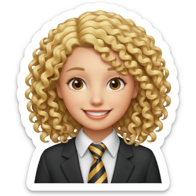 curly woman blonde with tie sticker