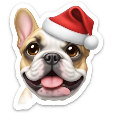 Frenchie with Santa hat sticker
