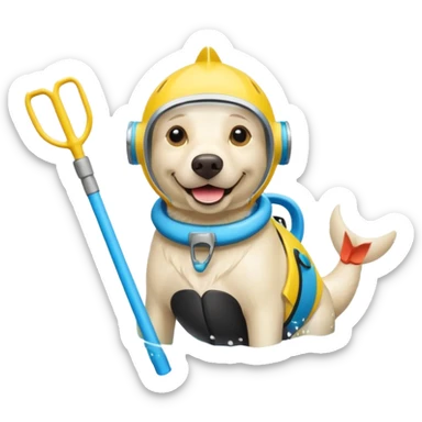 White labrador with snorkel and fins sticker