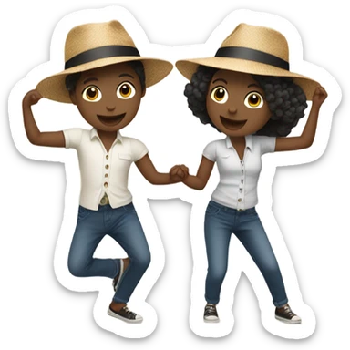 Two cuties dancing with hats on sticker