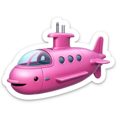 pink mini single submarine in cartoon  sticker