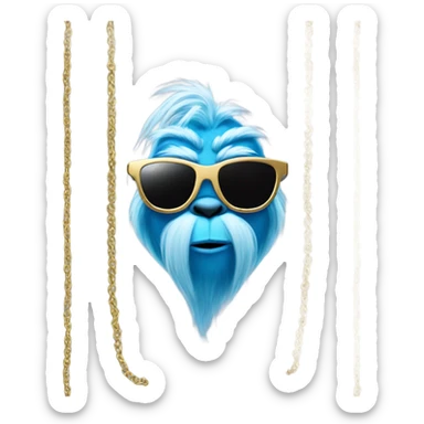 Blue grinch with sunglasses and gold chain sticker