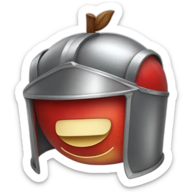 Happy red apple wearing knight helmet sticker