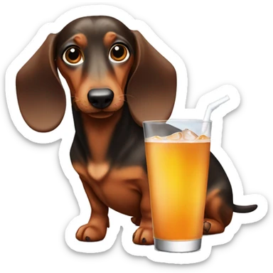 a daschund chilling with a drink  sticker