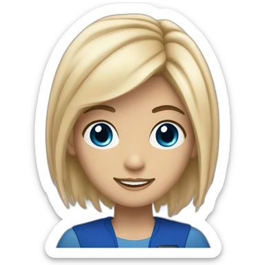 joven rubia con ojos azules y pelo largo a punto de entrar en la tardis sticker