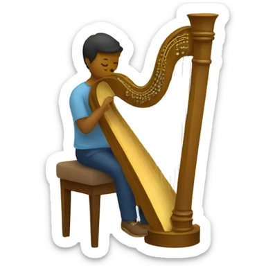 angle playing harp sticker
