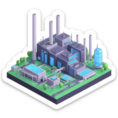 Futuristic semiconductor factory with Saudi Arabian elements sticker