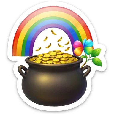 rainbow with a pot of gold cute sticker