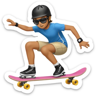 Skater doing kick push sticker