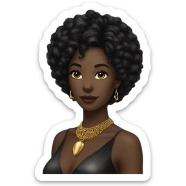 A Beautiful Black panther woman black hair with gold necklace sticker