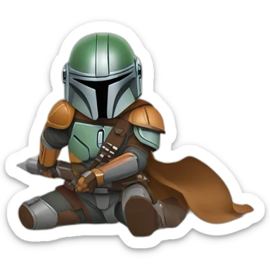 Mandalorian installing tile flooring sticker