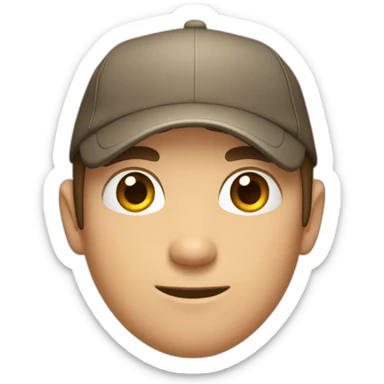 Guy with brown hair and short, brown eyes with a cap the is inside a circle that try to exit sticker