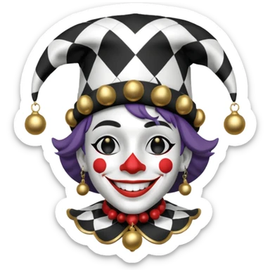 make a fuly black and white jester sticker