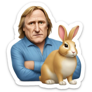 Gérard Depardieu déguisé en lapin sticker