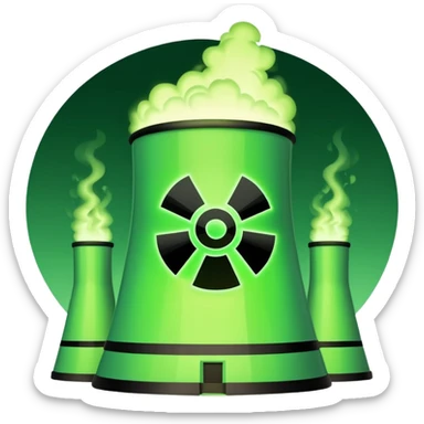 nuclear power plant with a green radioactive glow, emoji style, option 1 sticker