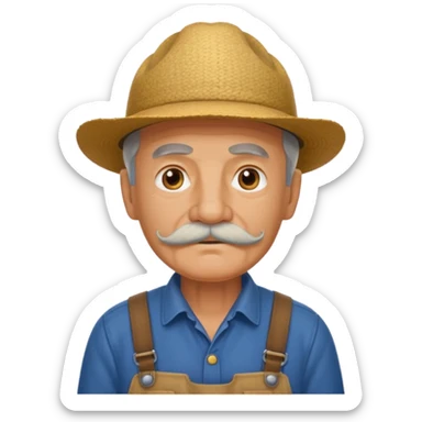 old man wear with mustache wearing farmer's uniform  sticker