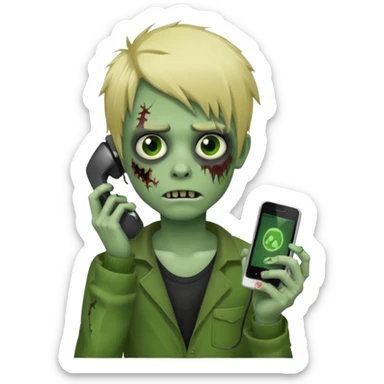 boy-zombie-with-blonde-emo-hair-and-green-skin-and-vegas-phones sticker