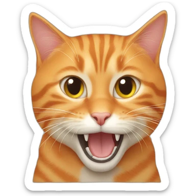 Orange cat biting a tabby cat sticker
