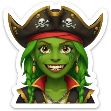 ork pirate woman long teeth sticker