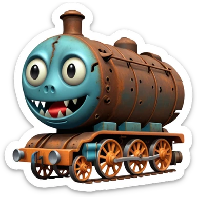 Thomas the Tank Engine died and become abomination  incomprehensible lovecraftian horror sticker