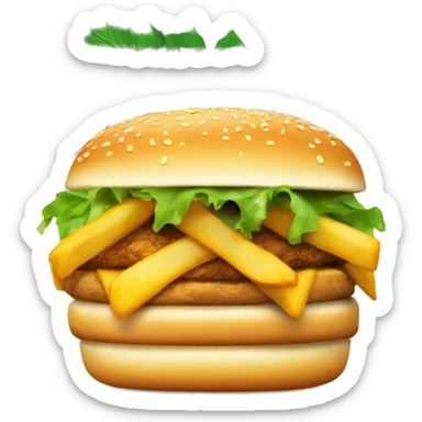 food diary with chicken french fries burger and green leafs  sticker