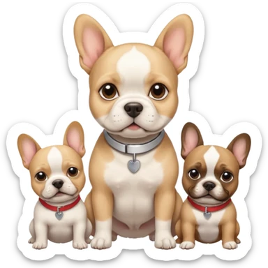 A white terrier lead singer being backed up by 3 French bulldogs sticker