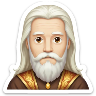 God, man with long white hair, beard and white mustache, wise looking, deity sticker