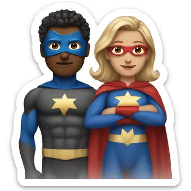 three superheroes (two male and one female) sticker