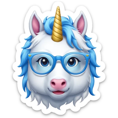 unicorn with blue glasses sticker