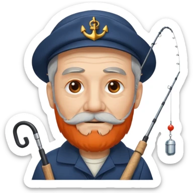 old sailor with a fishing rod sticker