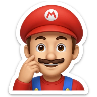only mario's head thinking with his hand on his chin sticker