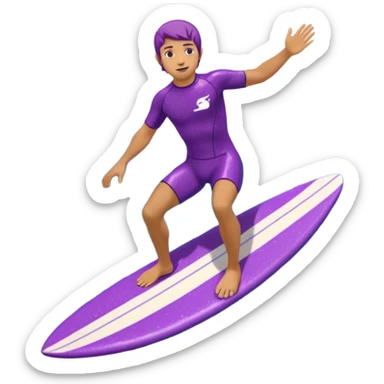 glitter surfer purple surf in wave ocean cian sticker
