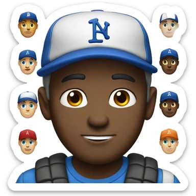 casual male blue eyes with baseball cap sticker