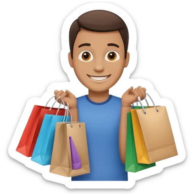 man with shopping bags sticker